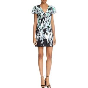 Milly 'Chloe' V-Neck Dress, Size 6, Black/Green/White/Gray NWT